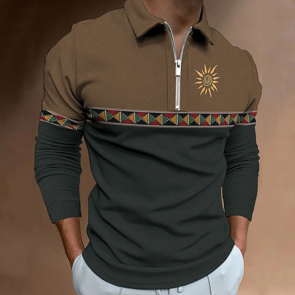 Golf Equipment Brands - Herenpoloshirts Retro Color Blocking Print Mode